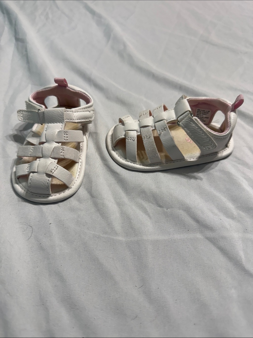 Carter's White and Pink Baby Fisherman Sandals